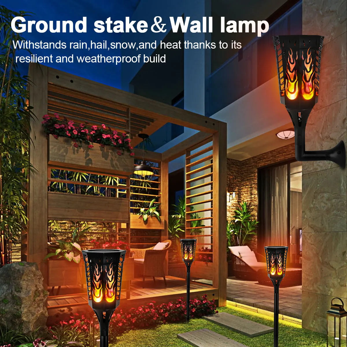 

Led Solar Powered Light decorative Flame Lamp Waterproof Lanscape Torch Flickering Flames Lighting Energy saving lamp Lights