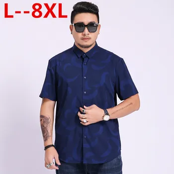 

8XL 6XL 5XL Men's Casual Shirt Slim Fit Men's Casual Button Down Shirt short Sleeve Formal Dress Shirts Men Male Clothing Camisa
