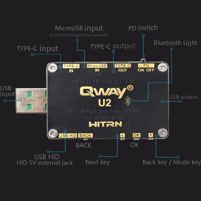 Обновленный WEB-U2 USB тестер QC4.0+ PD3.0 2,0 PPS протокол быстрой зарядки емкость постоянного тока метр 4~ 24 В 5A