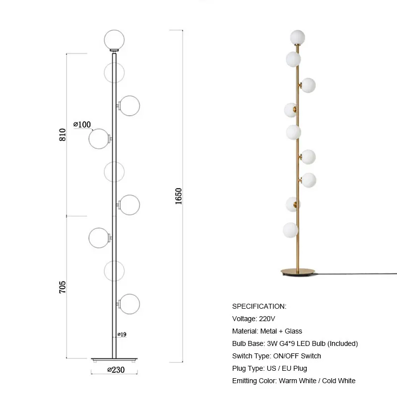 Modern LED Living Room Standing Lamp Nordic Simple Glass Ball Floor Lamp Home Deco Lighting Fixtures Bedside Lamps (8)