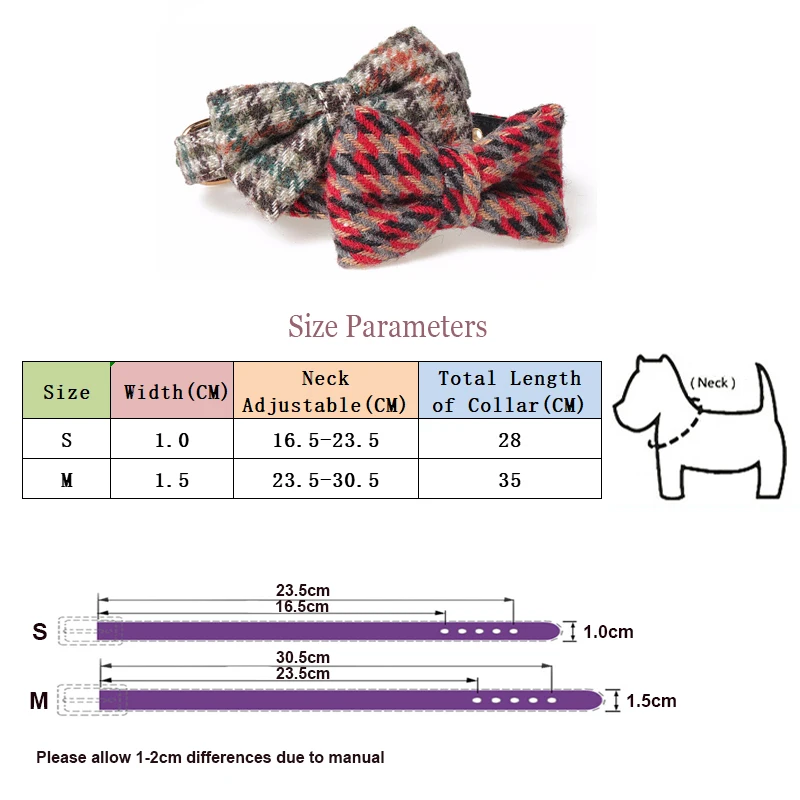 Pet Necklace Cat Collar Dog Collar Adjustable Pet Lattices Bows Collar For Small And Medium Pet Collar Pet Supplies S-M 2 Color Pet Necklace Cat Collar Dog Collar Adjustable Pet Lattices Bows Collar For Small And Medium Pet Collar Pet Supplies S-M 2 Color