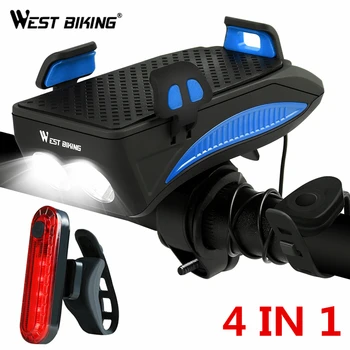 

WEST BIKING Bicycle Light Phone Holder Motorcycle Support GPS Mount With Light 2000/4000mAh Bike Light Smartphone Mount Stand