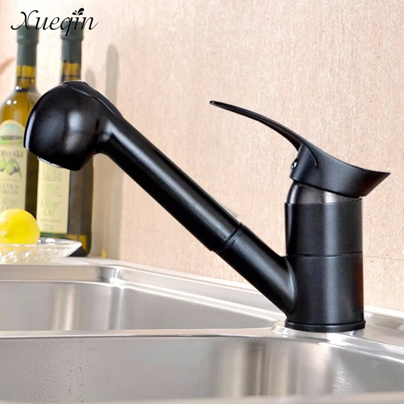 

Xueqin 360Degree Swivel Black Pull Out Spray Kitchen Basin Sink Water Faucet Mixer Tap Spout Bathroom Hot And Cold Water Faucet