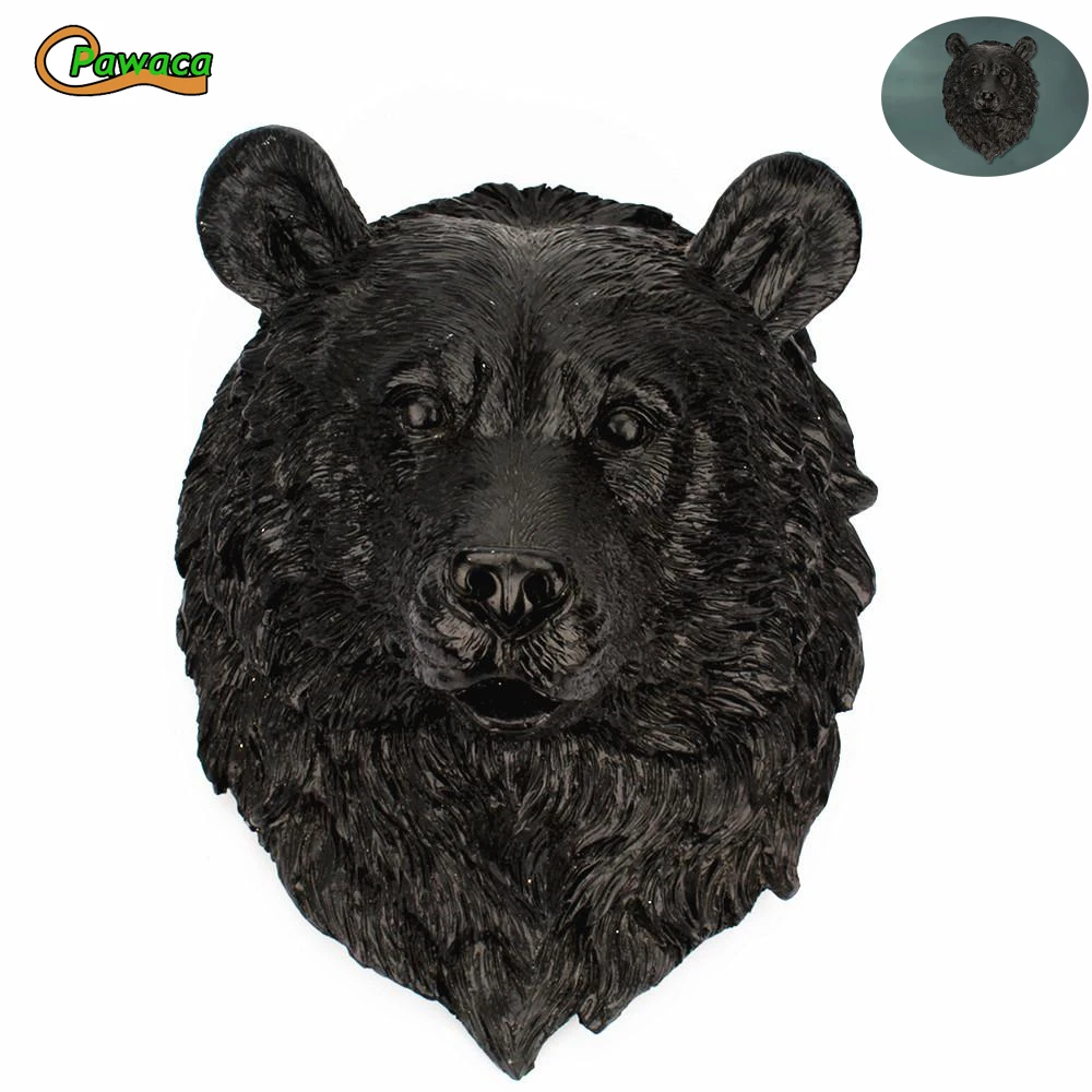 

Simulation 3D Animal Black Bear Head Resin Wall Hanging Artwork Room Wall Decoration Nordic Style Props Wall Hanging Ornament