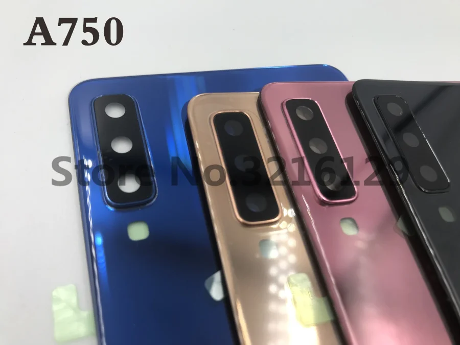 Новинка,, для samsung Galaxy A7 SM-A750, A750F, Задняя стеклянная крышка, задняя крышка, крышка батареи, дверь+ передняя стеклянная линза+ клей+ Инструменты