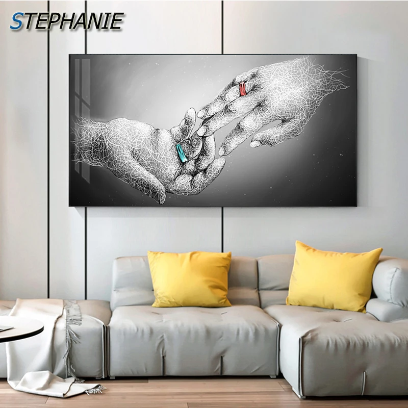 

Abstract Modern Lines Lover Wall Art Picture Creative Figure Canvas Painting for Couple Bedroom Aisle Black White Poster Print