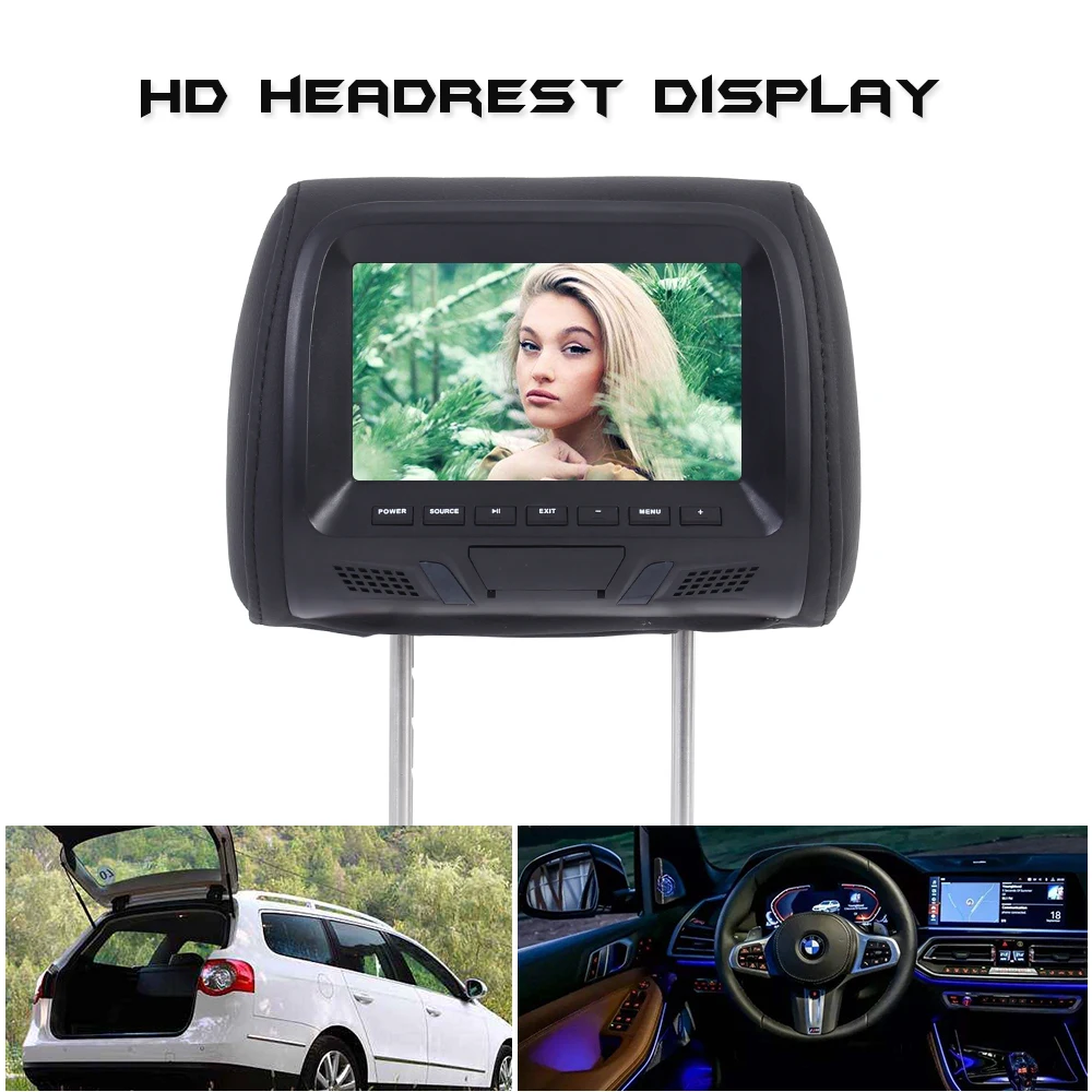 

Universal 7 inch TFT LED screen Car MP5 player Headrest monitor Support AV/USB/SD input/FM/Speaker/Car camera