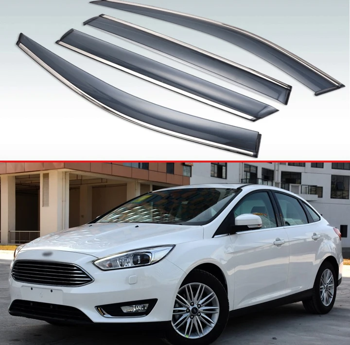 

For FORD Focus 2012-2018 Plastic Exterior Visor Vent Shades Window Sun Rain Guard Deflector 4pcs