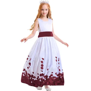 

Wine Red Flower Girls Dress Wedding Party Kids Bridesmaid Dress Pleated Ball Gown Princess Dress Long Kids Dresses for Girls