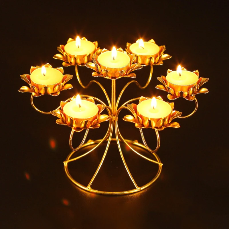 Assembled Stainless Steel Butter Lamp Candle Holders Lotus Style Could 