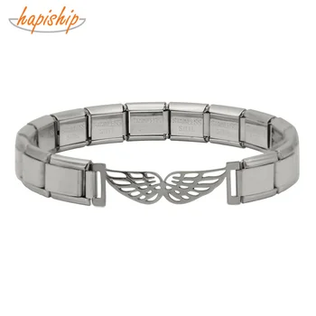 

Hapiship 2018 Fashion Angle Wing Charm Stainless Steel 7 Color 9mm Elastic Bracelet Bangle For Women Girl Wife Jewelry G086