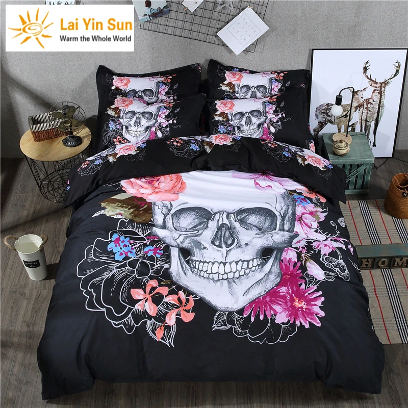 Lai Yin Sun Include Duvet cover Pillow cases 4pcs Parts Per Set Bed Sheet Set with Many Latest design Sugar Skull 3D Bedding Set Lai Yin Sun Include Duvet cover Pillow cases 4pcs Parts Per Set Bed Sheet Set with Many Latest design Sugar Skull 3D Bedding Set