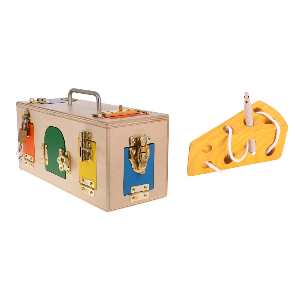 Montessori Materials Wooden Educational Toy for Kids Boys Girls - Lock Box & Cheese Maze