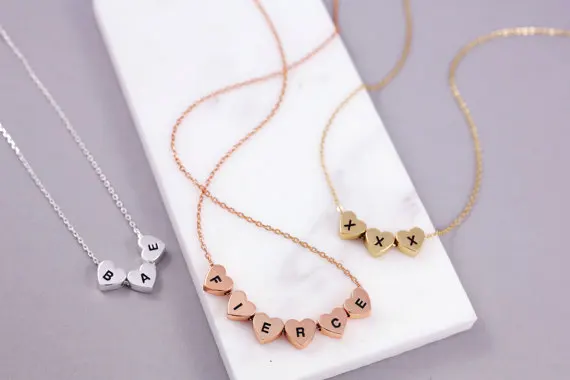MAGNÍFICO CUENTO Personalizado Del Nombre Del Corazón Collares Colgante de Oro Rosa de Joyas de Plata Personalizada de Acero Inoxidable Delicado Collares Mujer