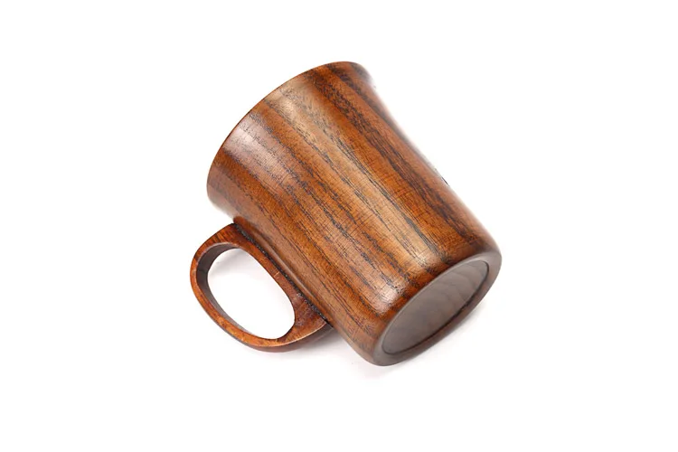 300ml Primitive Wooden Beer Mugs with Handle Natural Wood Mug Coffee Cup Tableware Kitchen Supply (1)