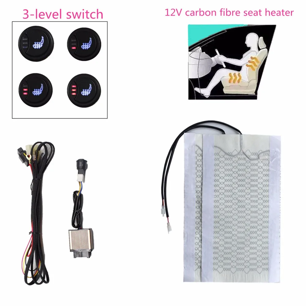 

upgrade premium Round button 3-level switch carbon fibre seat heater,heated seat,car switch heating pad