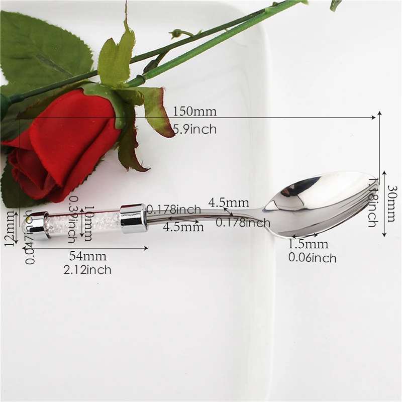 4 шт., акриловая Хрустальная ручка, Свадебный комплект посуды для ужина, роскошная столовая посуда из нержавеющей стали, кухонный столовый нож, вилки, чайная ложка