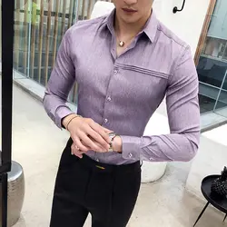 Фирменная Новинка Бизнес Рубашка из бутика Для мужчин 2018 высокое качество одноцветное универсальные Для мужчин s Мужская классическая