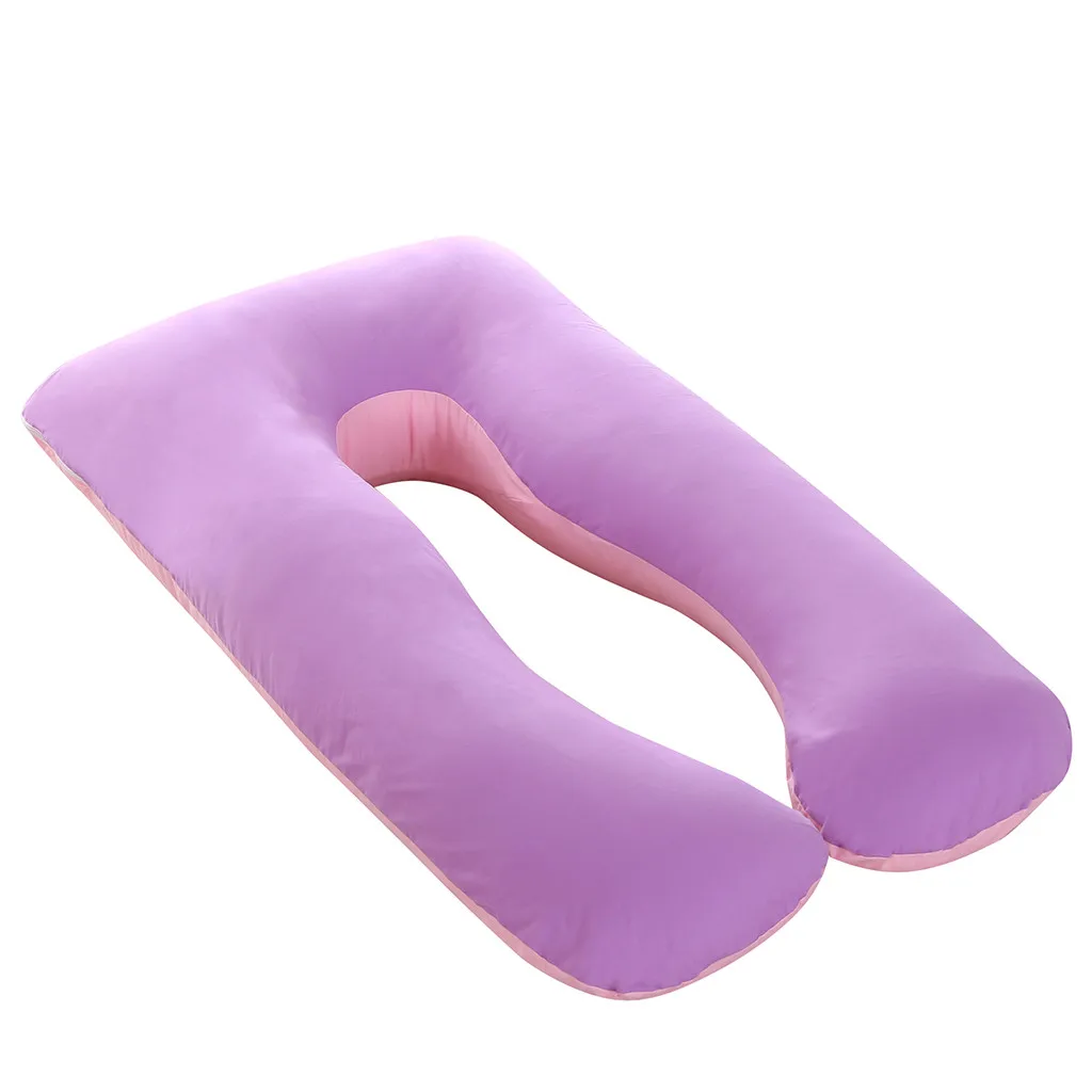 Для женщин, для беременных, одноцветная, для сна, u-образная подушка для живота, многофункциональная подушка для кормления, для беременных - Цвет: Pink Purple