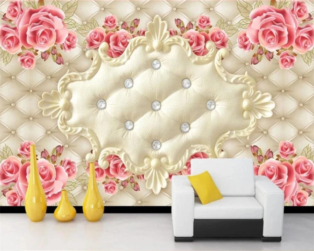 

beibehang Custom wallpaper 3d large mural noble elegant European soft bag rose art background wallpaper papel de parede infantil