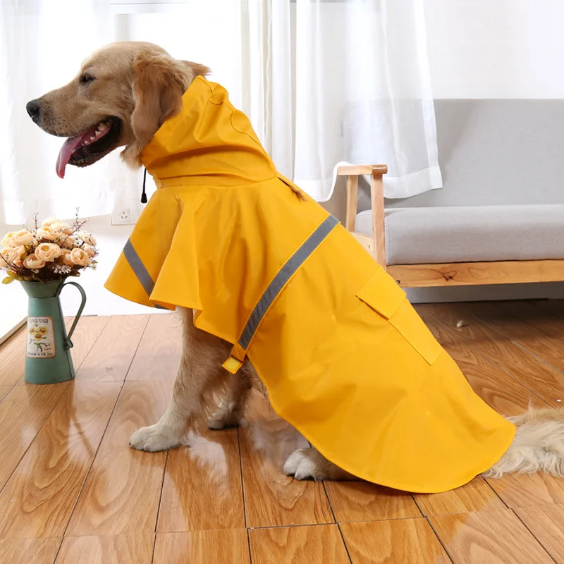 HEYPET Pet Big Dog Raincoat Waterproof Reflective Clothes for Small Large Dogs Jumpsuit Hooded Overalls Labrador Golden Retrieve