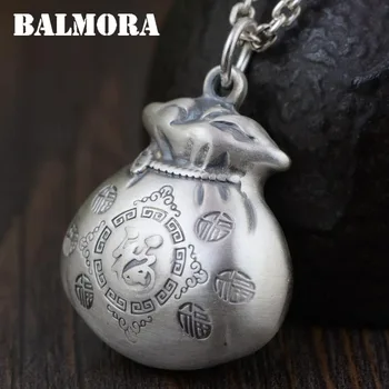 

BALMORA 100% Real 990 Pure Silver Vintage Lucky Bag Pendants for Women Mother Gifts Thai Silver Jewelry Without a Chain