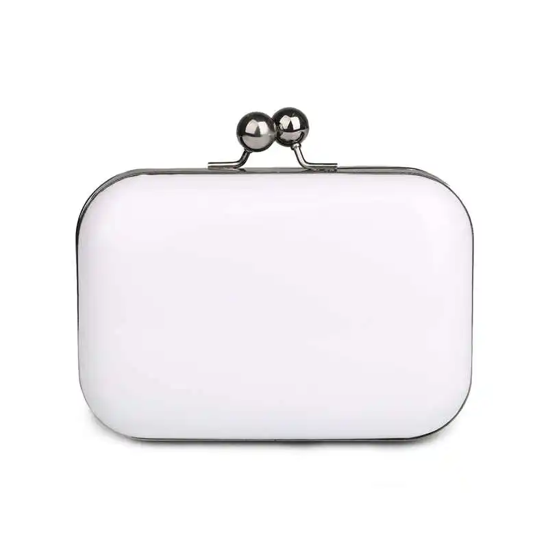 Luxy Moon White Pure Leather Clutch Front View