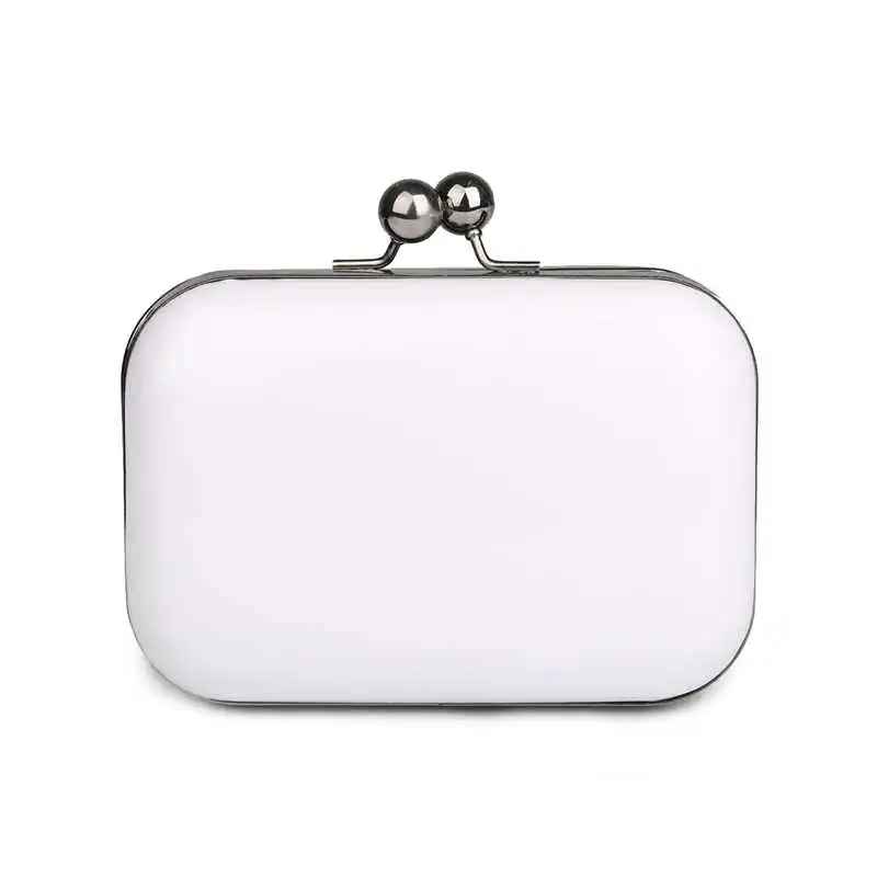 Luxy Moon White Clutch aus reinem Leder, Vorderansicht