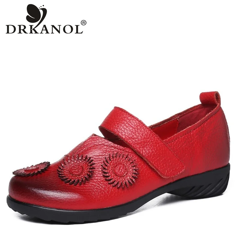 

DRKANOL New Arrival Genuine Leather Women Shoes Vintage Flats Loafers Women Low Heel Moccasins Casual Shoes Zapatos Mujer H18559