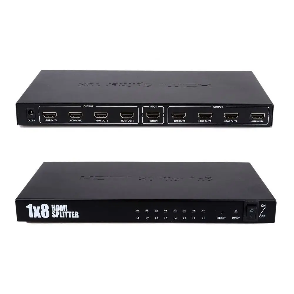 SCLS Новый Ultra HD 8 Порт 1 в 8 выход 1x8 HDMI сплиттер аудио видео 1080P для HD HDTV 3D DVD (США штекер)