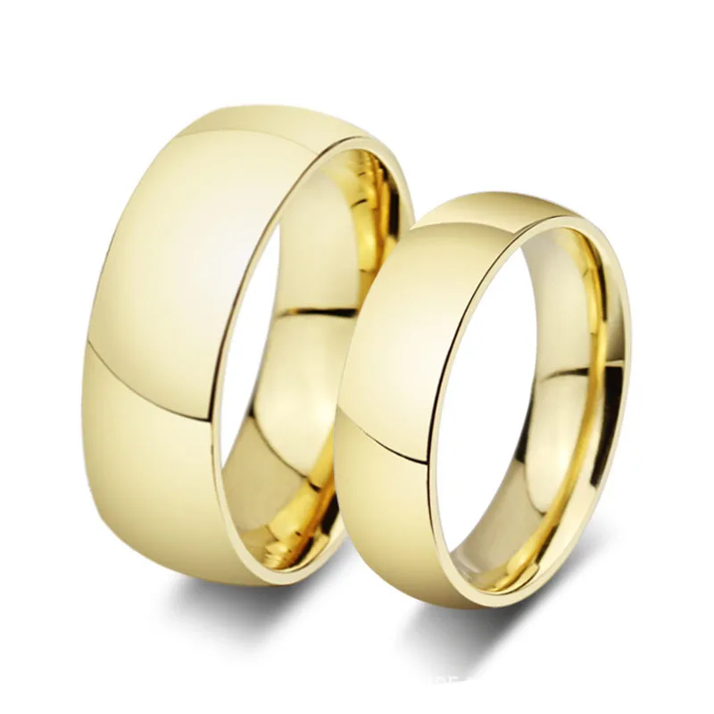 Titanium Steel Ring Gold Color Couple Rings Women Men Wedding Engagement Rings Jewelry Aliancas De Casamento Joias Ouro Anillos