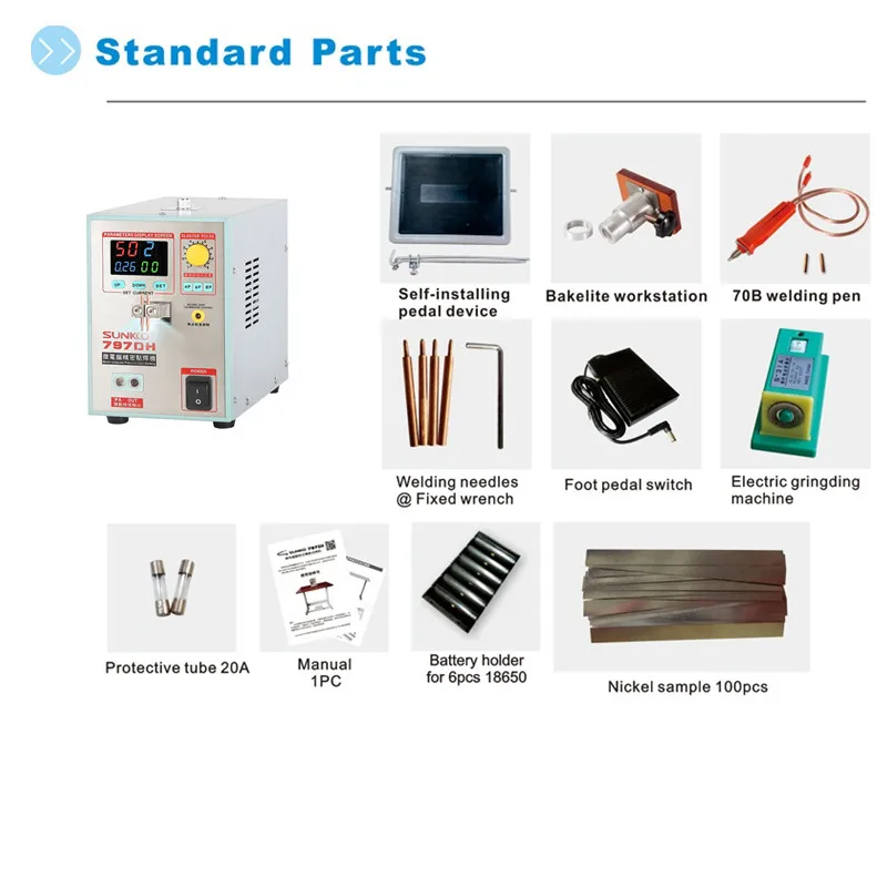 SUNKKO 797DH 18650 battery spot welding machine 3.8KW High Power spot welder thickness up to 0.35mm precision Pulse spot welder