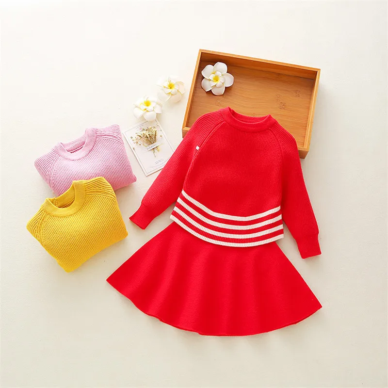 

Fashion Toddler Kids Clothes Set Round Collar Solid T-shirt Tops +Tutu Skirt New Years Christmas Princess Girl Party Dress Set