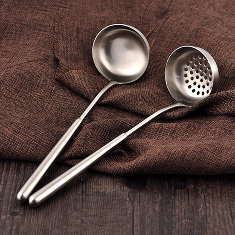 

11" Kitchen Utensils Stainless Steel Cooking Tools Ladle Colander Spoon Long Handle Big Soup Hot Pot Soup Spoons Cook Strainer