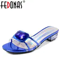 FEDONAS Women Sandals 2020 Ladies Summer Slippers Shoes Woman High Heels Sandals Fashion Rhinestone Summer Slipper New Shoes
