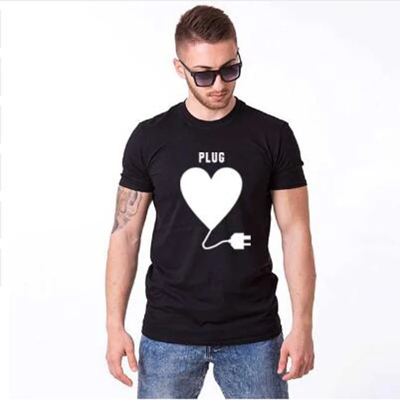 Love Plug And Play парная футболка для мужа жены забавная одежда женщин мужчин