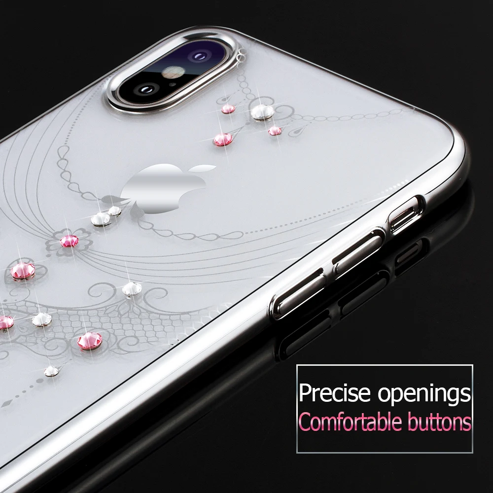 KINGXBAR для iPhone X случае роскоши bling rhinesrone кристаллами Swarovski Ультратонкий чехол| |