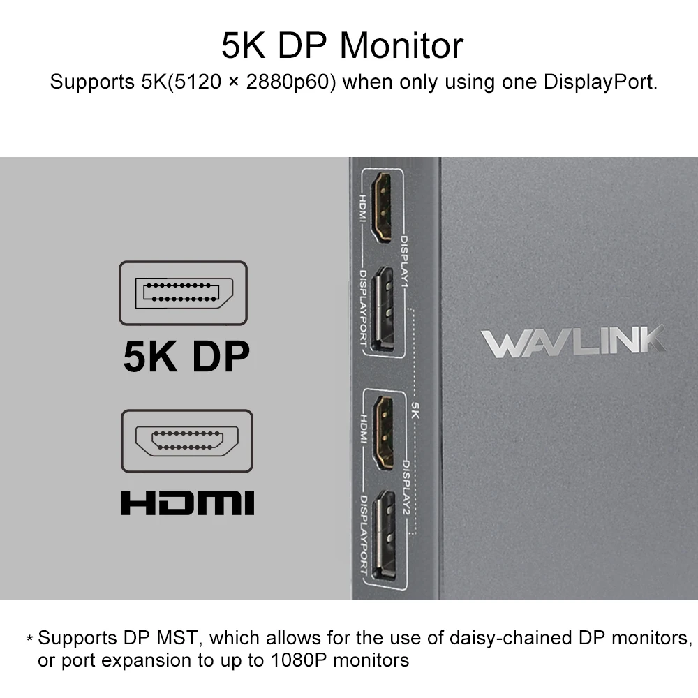 Wavlink док-станция для ноутбука Универсальный USB C HDMI HD несколько дисплей ультра 5 к вертикальный алюминиевый гигабитный Тип C USB3.0 для MAC