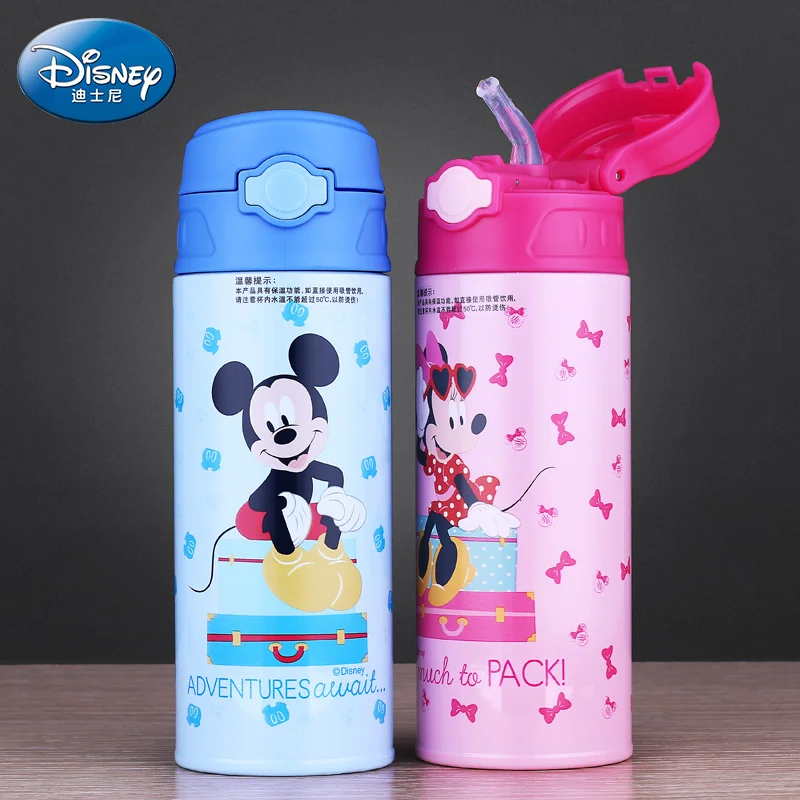 Disney Thermos Cup Mickey Mouse Baby Straw Thermo Mug Insulated
