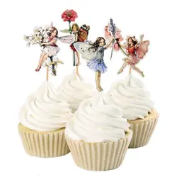 24 шт прекрасный Цветочная фея девушки украшения для капкейков вечерние Палочки s шпажка для еды торт украшения на вечеринку дня рождения