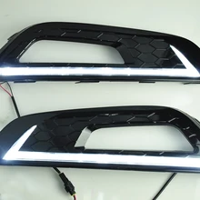 1 pair Dimming style Relay Gloss Fangs model LED Car DRL daytime running lights with fog lamp for Ford focus 4 2015