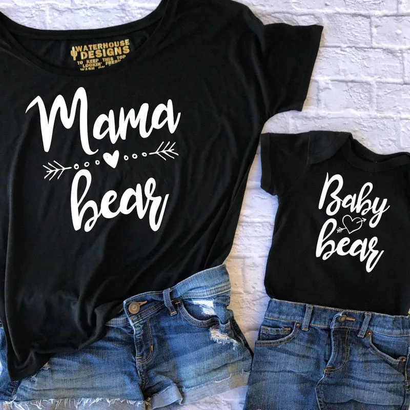 

Summer Family Matching T-Shirt Women Mama Baby Kids Bear Matching Shirts Family Clothes Tee Tops
