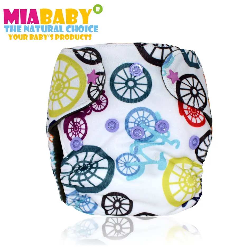 Miababy (5 шт./лот) новорожденных уголь бамбука AIO ткань пеленки/пеленки со звездой защелками, подходит для 0-3 месяцев или 6-12 фунтов ребенка