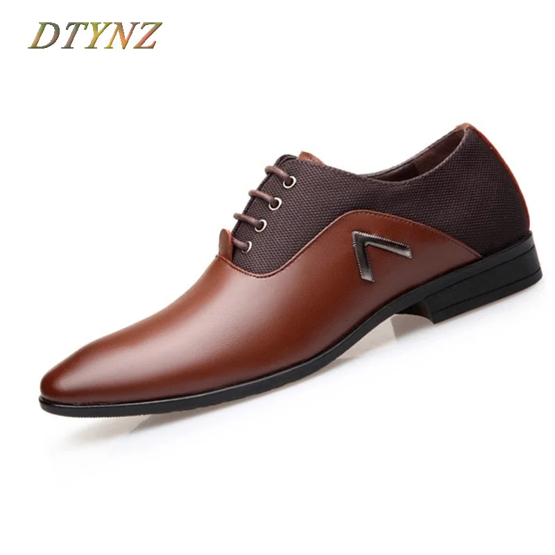 

DTYNZ Leather Formal Shoes Creating Fashion Trend Breathable Men's Dress Shoes 2018 Autumn Business Lace-Up Oxfords Size 38-48