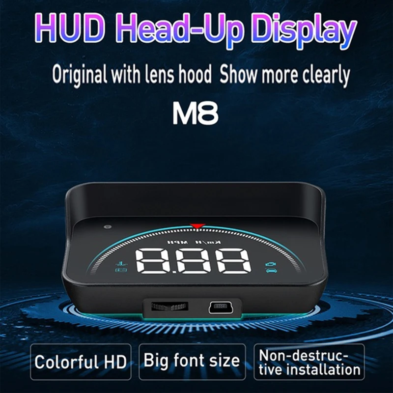 Автомобильный M6 M8 HUD Дисплей для автомобиля-Стайлинг дисплей превышение скорости Предупреждение лобовое стекло проектор сигнализация автомобиля электронные аксессуары