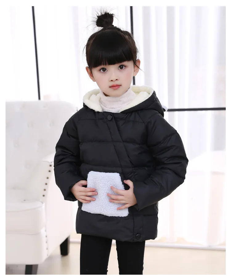 Осенне-зимняя куртка в корейском стиле для мальчиков и девочек куртка с капюшоном куртка для маленьких детей пуховое пальто для девочек с кроликом