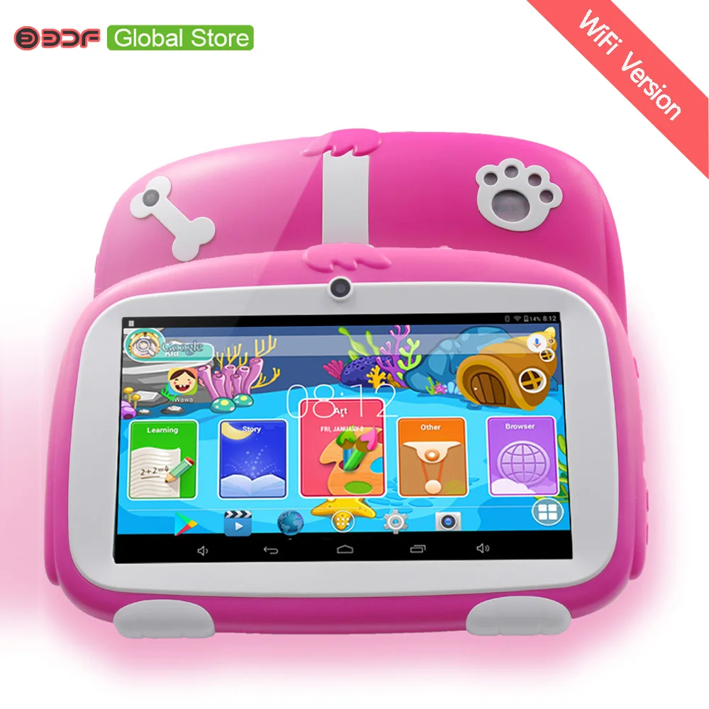 

7 Inch New Kids Learning Tablet Pc Android 4.4 Quad Core Installed Best gifts for Children Tablets Pc 512MB+8GB