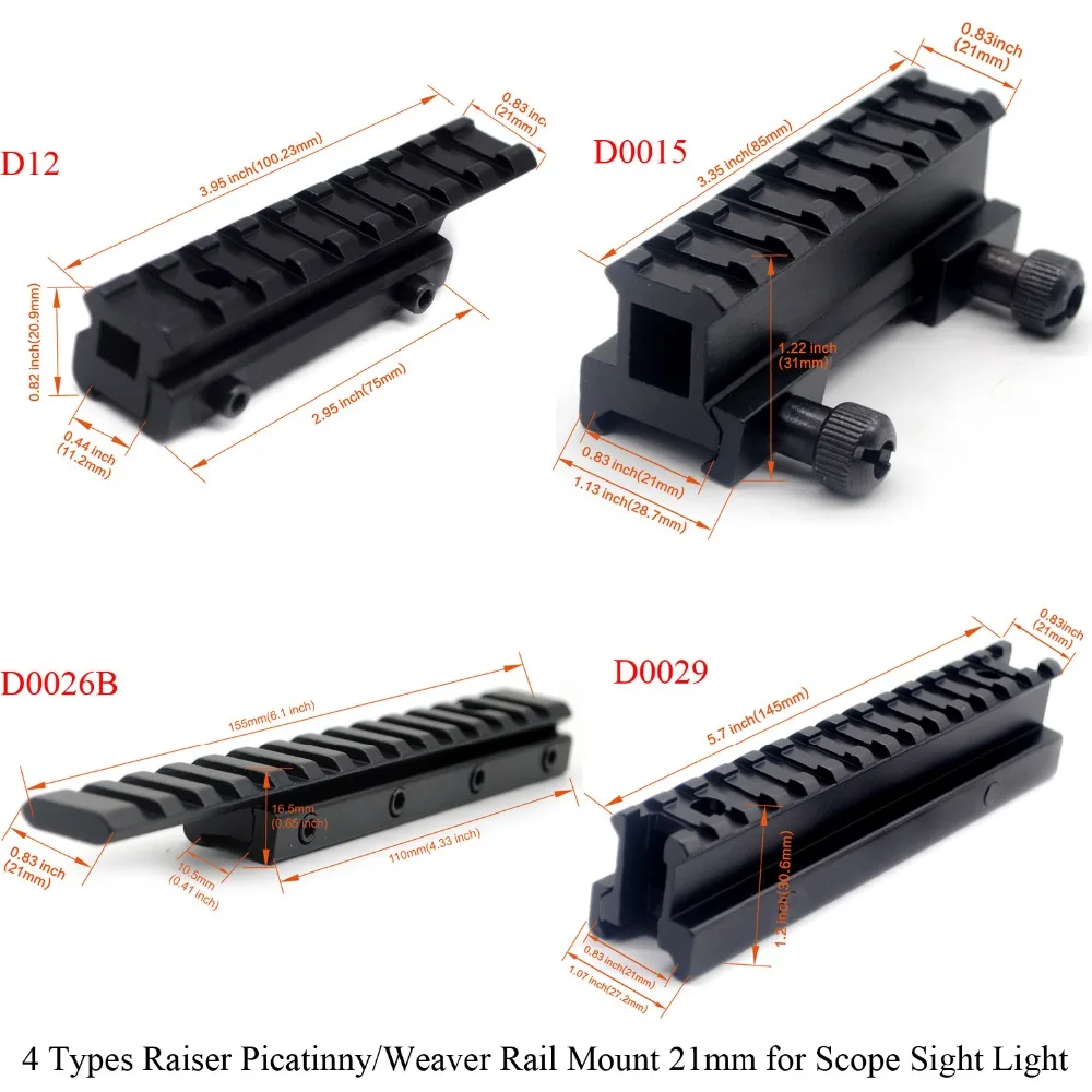 TriRock 4 типа 21 мм Пикатинни/Вивер рейзер кронштейн для прицела адаптер крепление рейзер для прицела прицел светильник