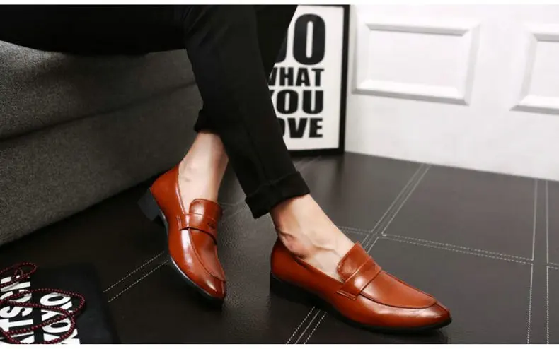 Men's Casual Shoes' Men Shoes Black Pu Leather Slip-On Men Shoes 2018 Classic Mens Loafers Mens Loafers Leather Plus Size 46 48 (2)