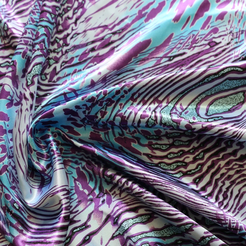 

African Patchwork Leopard Shirt Satin Fabric Soft Polyester Charmeuse Lining material 100cm*148cm